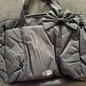 Chic Black Puffer Tote with Bow Accent